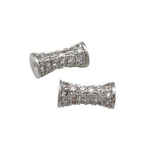 Copper Bamboo Beads Pave Zircon Platinum Plated, approx 4-8.5mm [FN31236-S]