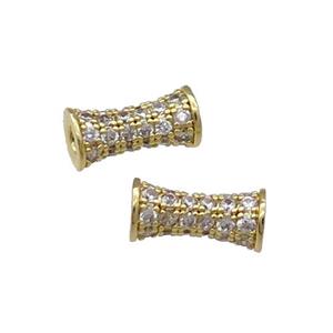 Copper Bamboo Beads Pave Zircon Gold Plated, approx 4.5-9.5mm [FN31237-L]