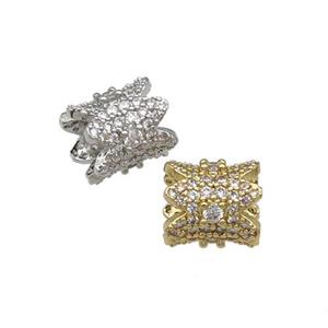 Copper Tube Beads Pave Zircon Large Hole Mixed, approx 8-9.5mm, 4mm hole [FN31241]