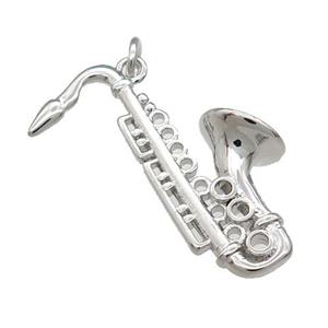 Copper Saxophone Charm Pendant Platinum Plated, approx 20-25mm [FN31269]