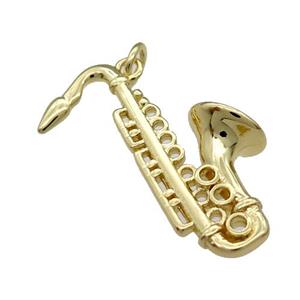 Copper Saxophone Charm Pendant Gold Plated, approx 20-25mm [FN31270]