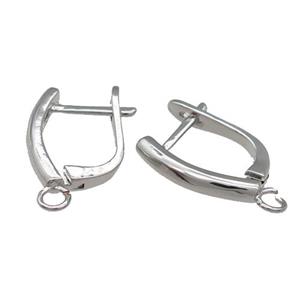 Copper Latchback Earring Accessories with Loop Platinum Plated, approx 12-16mm [FN31274]