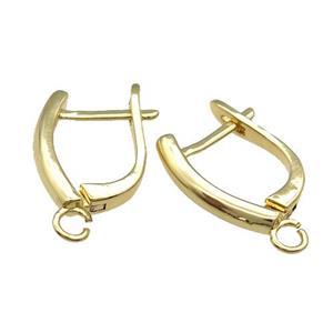 Copper Latchback Earring Accessories with Loop Gold Plated, approx 12-16mm [FN31275]