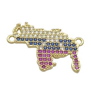 Copper Map Pendant Pave Zircon with 2loops Gold Plated, approx 15-20mm [FN31287]