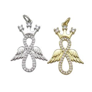 Copper Angel Wing Crown Pendant Pave Zircon Mixed, approx 18-25mm [FN31295]