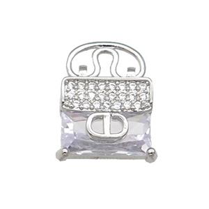 Copper Pendant Pave Zircon Platinum Plated, approx 13mm [FN31309]