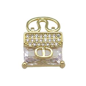 Copper Pendant Pave Zircon Gold Plated, approx 13mm [FN31310]