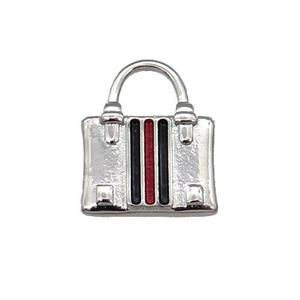 Copper Bag Charm Pendant Enamel Platinum Plated, approx 15-20mm [FN31313]