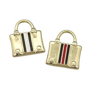 Copper Bag Charm Pendant Enamel Gold Plated Mixed, approx 15-20mm [FN31317]