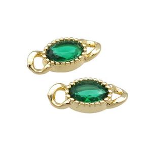 Copper Oval Connector Pave Green Crystal Gold Plated, approx 5-13mm [FN31322]
