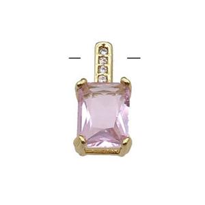 Copper Pendant Pave Pink Crystal Gold Plated, approx 6.5-14mm [FN31325]