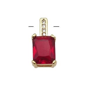 Copper Pendant Pave Red Crystal Gold Plated, approx 6.5-14mm [FN31326]