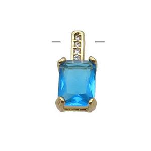 Copper Pendant Pave Blue Crystal Gold Plated, approx 6.5-14mm [FN31327]