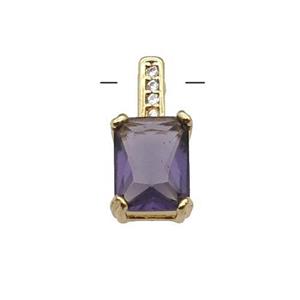 Copper Pendant Pave Purple Crystal Gold Plated, approx 6.5-14mm [FN31328]