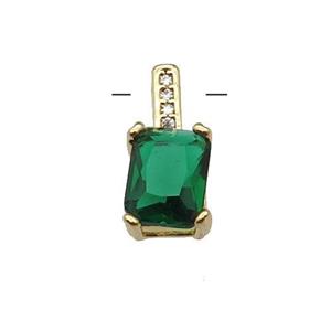 Copper Pendant Pave Green Crystal Gold Plated, approx 6.5-14mm [FN31329]