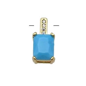Copper Pendant Pave Blue Crystal Gold Plated, approx 6.5-14mm [FN31330]