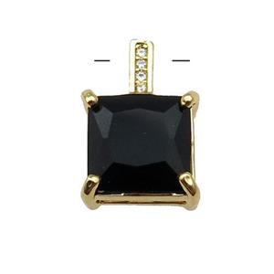Copper Square Pendant Pave Black Crystal Gold Plated, approx 11-17mm [FN31339]