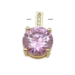 Copper Pendant Pave Pink Crystal Diamond Gold Plated, approx 10-16.5mm [FN31343]