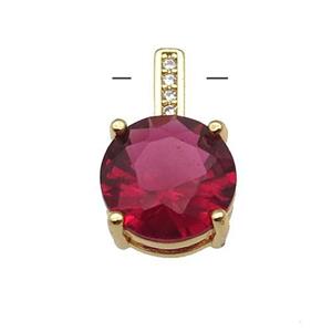 Copper Pendant Pave Red Crystal Diamond Gold Plated, approx 10-16.5mm [FN31344]