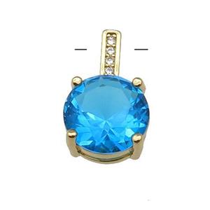Copper Pendant Pave Skyblue Crystal Diamond Gold Plated, approx 10-16.5mm [FN31345]