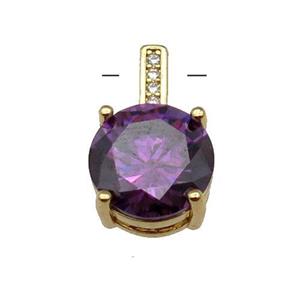 Copper Pendant Pave Purple Crystal Diamond Gold Plated, approx 10-16.5mm [FN31347]