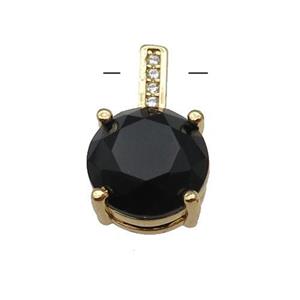 Copper Pendant Pave Black Crystal Diamond Gold Plated, approx 10-16.5mm [FN31349]