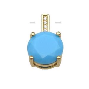 Copper Pendant Pave Blue Crystal Diamond Gold Plated, approx 10-16.5mm [FN31350]