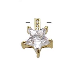 Copper Star Pendant Pave Crystal Gold Plated, approx 12-15.5mm [FN31353]