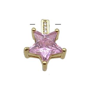 Copper Star Pendant Pave Pink Crystal Gold Plated, approx 12-15.5mm [FN31354]