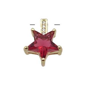 Copper Star Pendant Pave Red Crystal Gold Plated, approx 12-15.5mm [FN31355]
