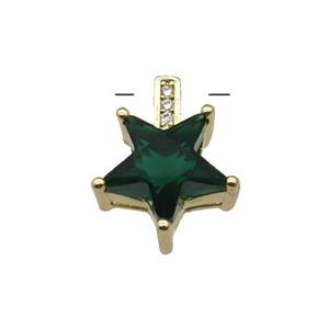 Copper Star Pendant Pave Darkgreen Crystal Gold Plated, approx 12-15.5mm [FN31358]