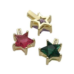 Copper Star Pendant Pave Crystal Gold Plated Mixed, approx 12-15.5mm [FN31361]