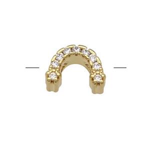 Copper U-Beads Pave Zircon Gold Plated, approx 8-11mm [FN31362]