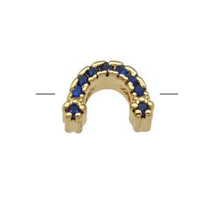 Copper U-Beads Pave Darkblue Zircon Gold Plated, approx 8-11mm [FN31364]