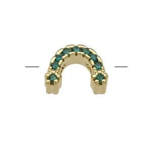 Copper U-Beads Pave Green Zircon Gold Plated, approx 8-11mm [FN31365]