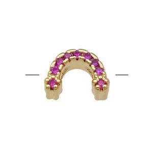 Copper U-Beads Pave HotPink Zircon Gold Plated, approx 8-11mm [FN31366]