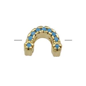Copper U-Beads Pave Turq Zircon Gold Plated, approx 8-11mm [FN31367]