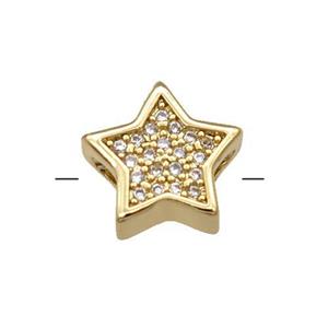 Copper Star Beads Pave Zircon Gold Plated, approx 11.5mm [FN31369]