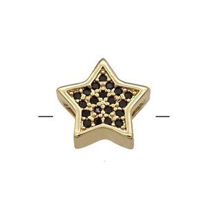 Copper Star Beads Pave Black Zircon Gold Plated, approx 11.5mm [FN31370]