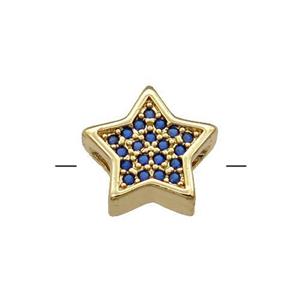 Copper Star Beads Pave Blue Zircon Gold Plated, approx 11.5mm [FN31371]