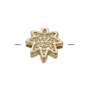 Copper MapleLeaf Beads Pave Zircon Gold Plated, approx 12mm [FN31376]