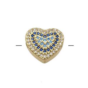 Copper Heart Beads Pave Blue Zircon Gold Plated, approx 12-14mm [FN31385]