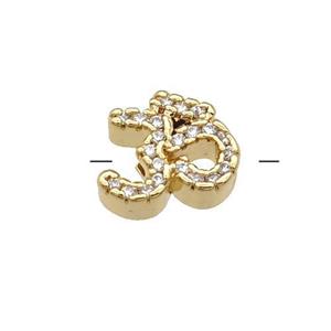 Copper Symbols Hindu Beads Pave Zircon Gold Plated, approx 10-11mm [FN31390]