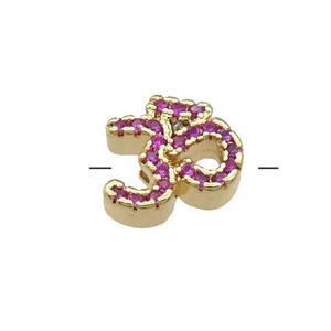 Copper Symbols Hindu Beads Pave Hotpink Zircon Gold Plated, approx 10-11mm [FN31393]