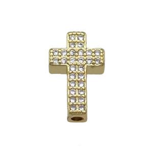 Copper Cross Beads Pave Zircon Gold Plated, approx 9-15mm [FN31404]