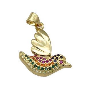 Copper Bird Pendant Pave Zircon Gold Plated, approx 19-20mm [FN31426]
