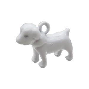 Copper Dog Pendant White Lacquered Fired, approx 13-16mm [FN31450]