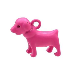 Copper Dog Pendant Hotpink Lacquered Fired, approx 13-16mm [FN31457]