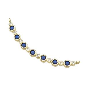Copper Stick Pendant Pave Blue Zircon 2loops Gold Plated, approx 4mm, 50mm [FN31503]