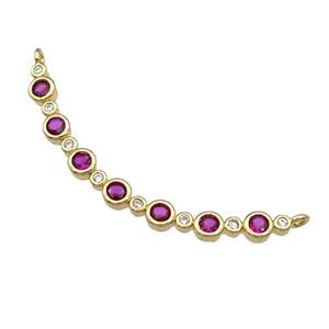 Copper Stick Pendant Pave Hotpink Zircon 2loops Gold Plated, approx 4mm, 50mm [FN31504]